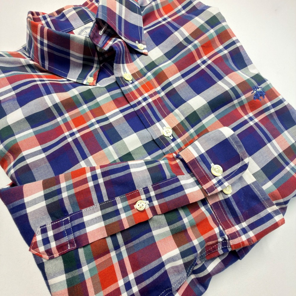 Brooks Brothers Regent 1818 Non-Iron Supima Cotton Plaid Button Down Shirt Large